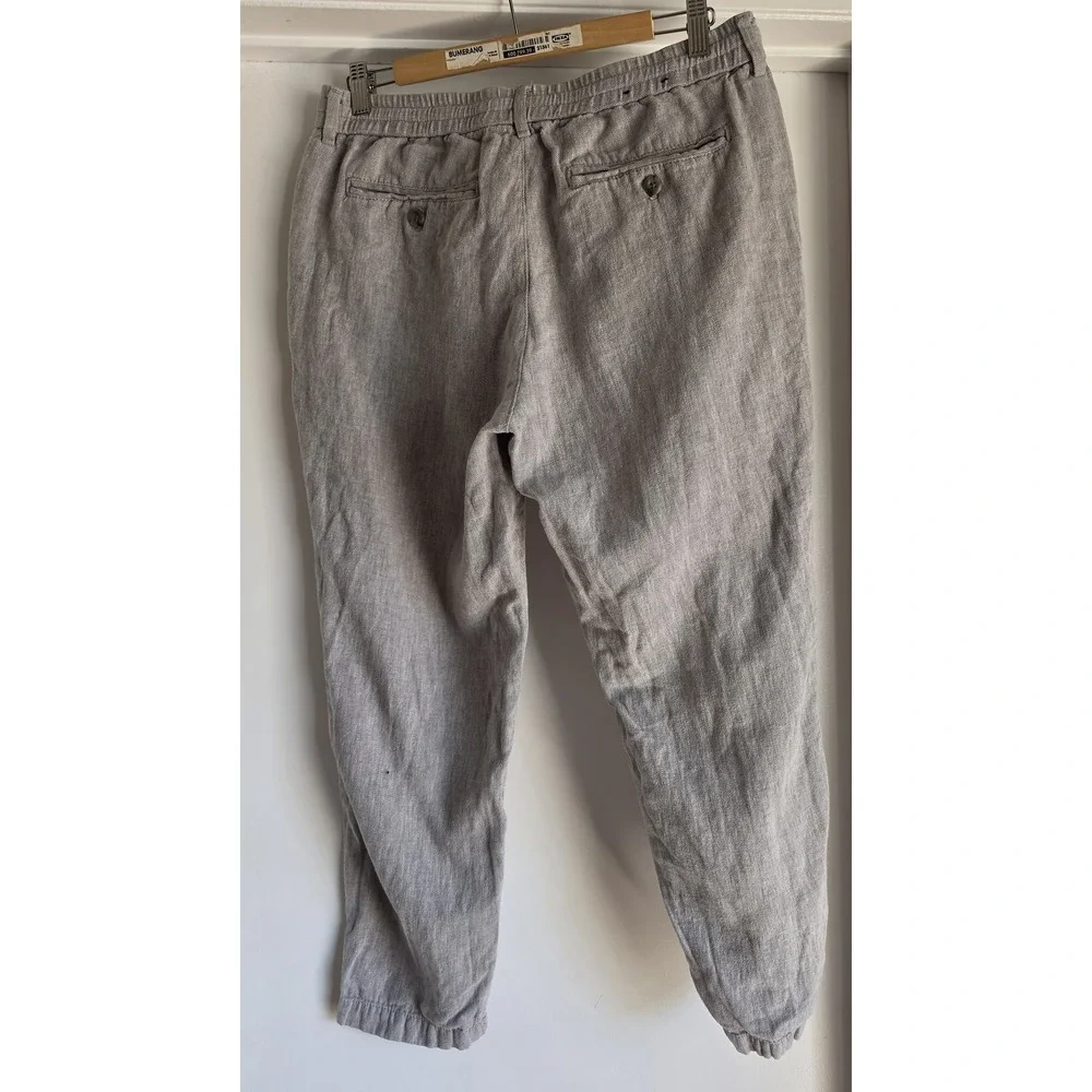 Banana Republic Men's Linen Cotton Pants 33x30 Grey Solid Casual Trousers